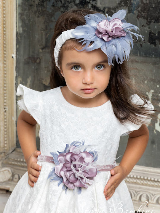 Stova Bambini Ecru Baptism Clothing Set with Hair Accessories & Dress made of Lace 2pcs