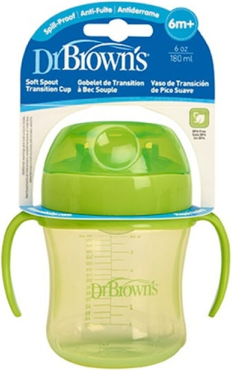 Dr. Brown's Educational Sippy Cup Plastic with Handles Green for 6m+m+ 180ml