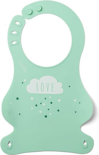 Nuvita Waterproof Silicone Baby Bib with Button and Pocket Pink-Green 2 Pieces