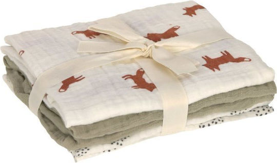 Laessig Little Forest Fox Pânze de Înfășat Verde 60x60εκ. 3buc