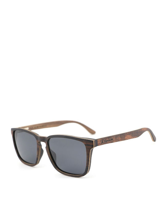 Daponte Wayfarer Unisex Sunglasses with Brown Wooden Frame and Gray Polarized Lens DAP320E 4
