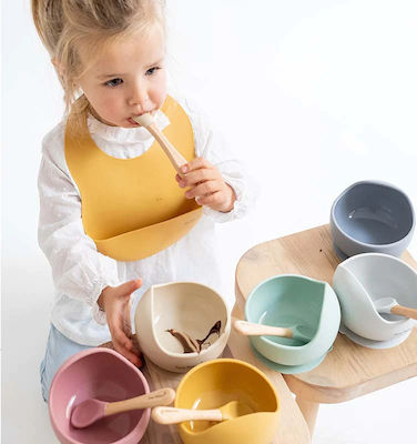 Saro Feeding Set Nordic Wave made of Silicone with Non-Slip Base Pink 2pcs for 4+ months