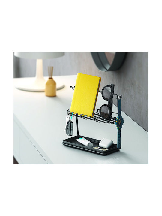 Metaltex Επιτραπέζια Βάση My Pockets Lava Μεταλλική 26x14x23εκ. Μαύρη