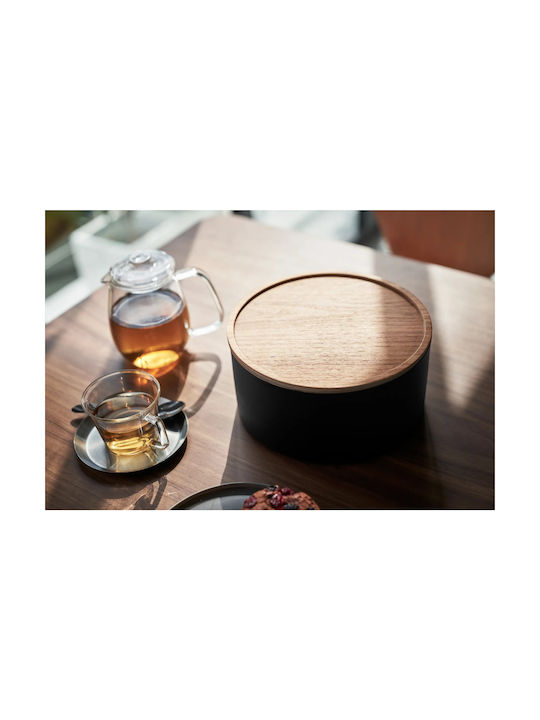Yamazaki Κουτί Γενικής Χρήσης με Καπάκι Ξύλινο Μαύρο 22x22x11cm
