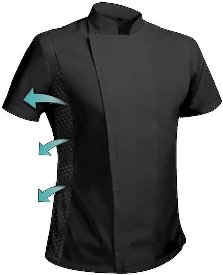Egochef Coat Chef 100% Microfiber Female Black with Short Sleeve