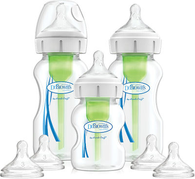 Dr. Brown's Plastic Bottle Set Options+ Baby Bottle Starter Kit Anti-Colic with Silicone Nipple for 0+, 0+ m, months 270ml 12pcs WB03606