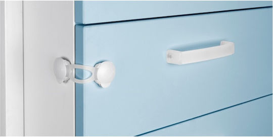 Inofix Cabinet & Drawer Lock with Sticker made of Plastic in White Color 16.3x3.6cm 2pcs