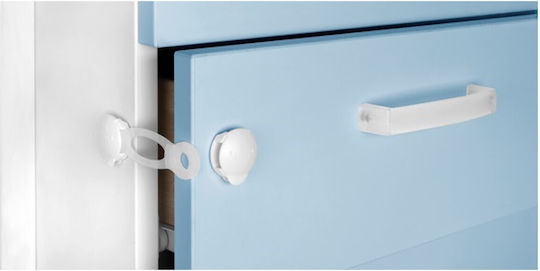 Inofix Cabinet & Drawer Lock with Sticker made of Plastic in White Color 16.3x3.6cm 2pcs