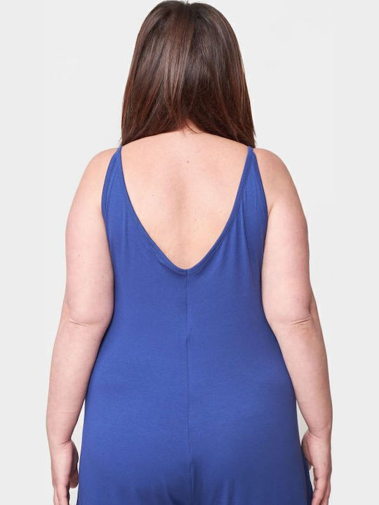 Damen Ärmellos Einteiler Anzug Blau