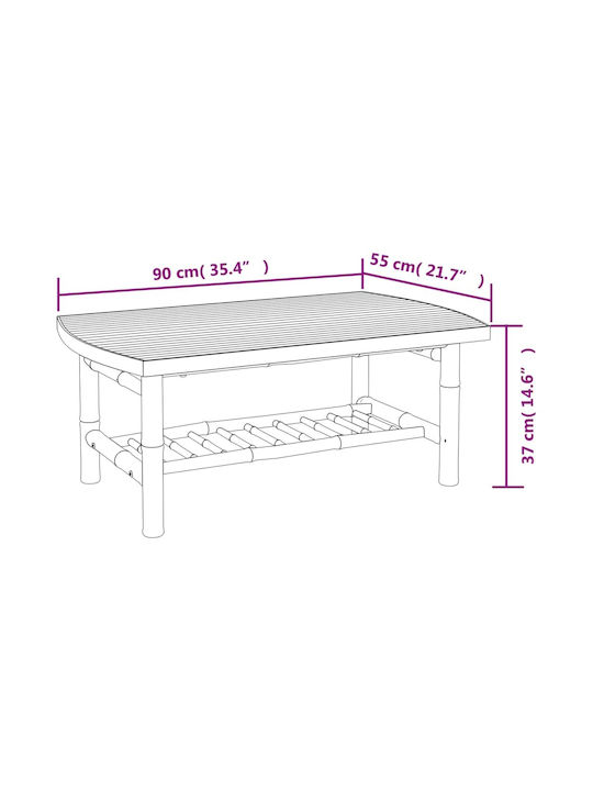 Garten- und Terrassentisch für Kleine Außenräume aus Bambus 90x55x37cm