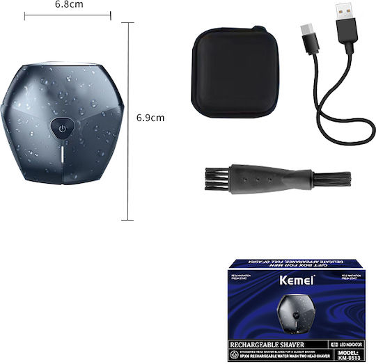 Kemei KM-8513 Περιστρεφόμενη Ξυριστική Μηχανή Προσώπου Επαναφορτιζόμενη