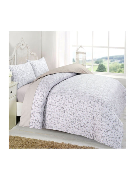 Viopros Duvet Cover Set Cotton Single with Pillowcase 160x240 Nina Beige