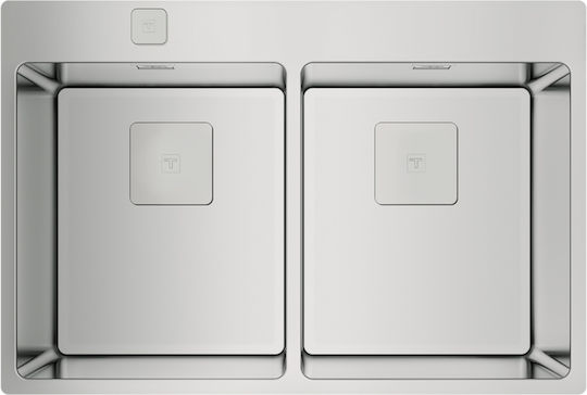 Teka ForLinea RS15 2B 740 Auto 115030011 Drop-In Spüle Inox Satiniert B74xT50cm Silber