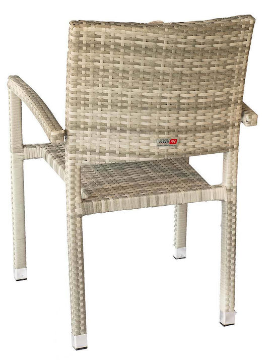Outdoor-Stuhl Rattan Lina New Ecru 57x58x93εκ.