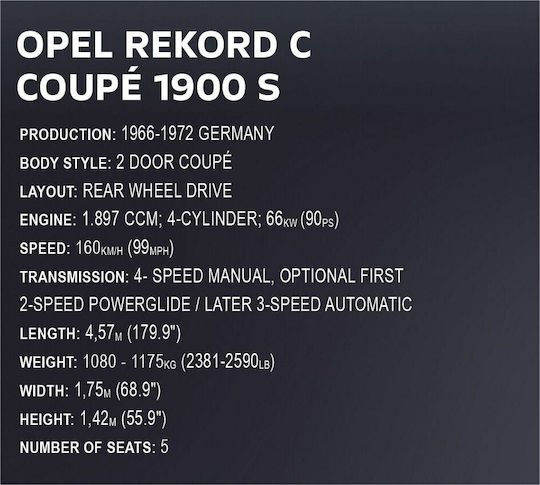 Cobi Cobi Opel Rekord C Coupe Bauklötze für 11+ Jahre 2195 Stück