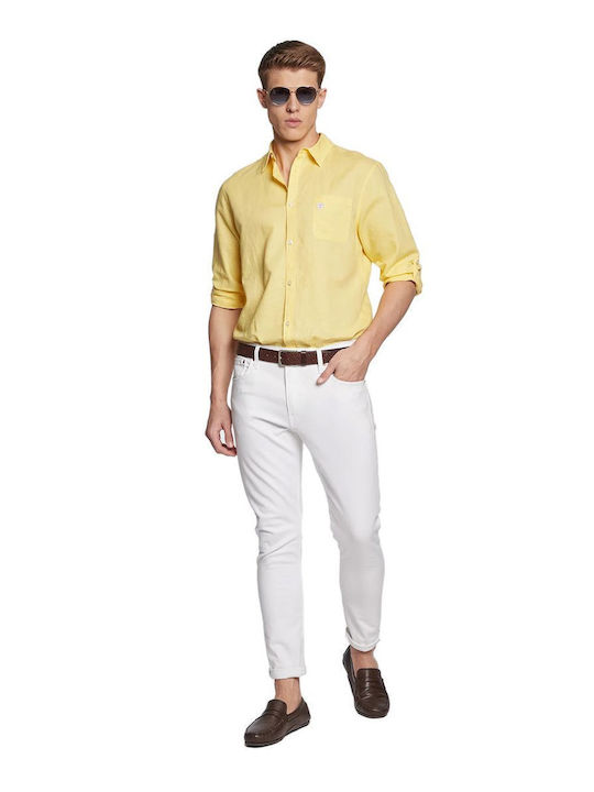F3GH00WO07S Long-sleeved Linen Shirt Yellow