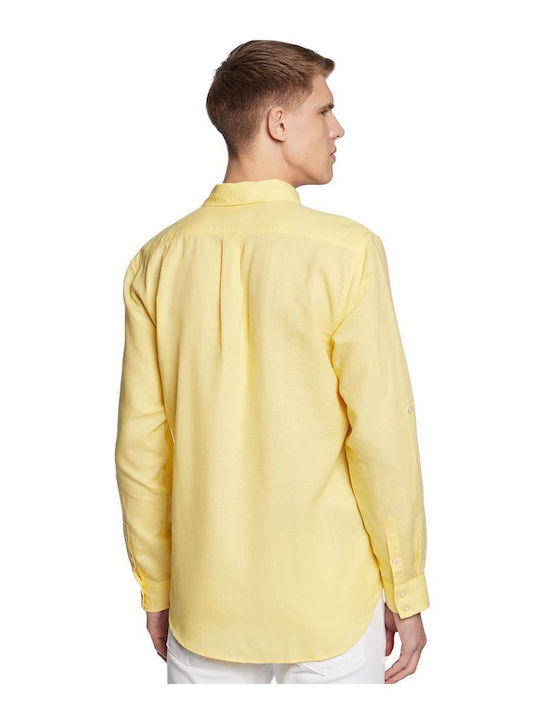 F3GH00WO07S Long-sleeved Linen Shirt Yellow