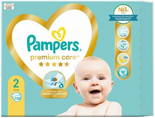 Pampers Tape Diapers Premium Care No. 2 for 4-8kg 136pcs
