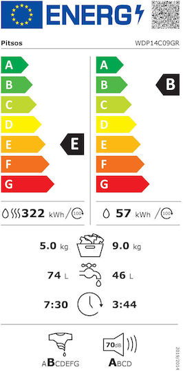 Pitsos Πλυντήριο-Στεγνωτήριο Ρούχων 9kg/5kg Ατμού 1400 Στροφές