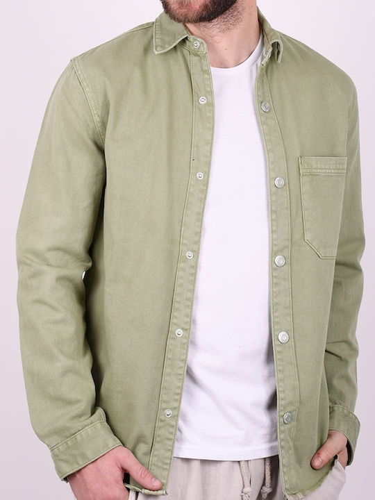 Denim overshirt with pockets khaki Khaki