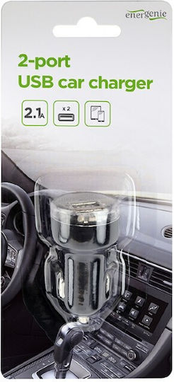 Energenie Car Charger 2.1A with Ports: 2xUSB Black Color