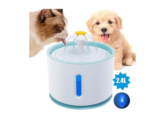 Automatic Plastic Waterer / Fountain for Dog & Cat 2.4lt 18.1cm in White Color