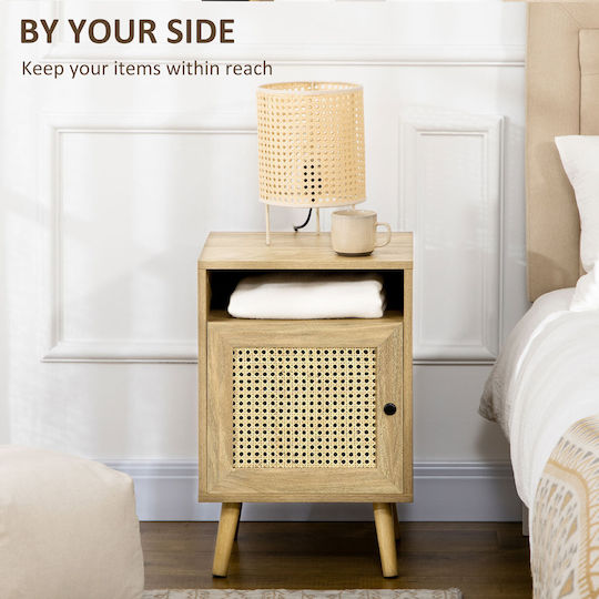 Wooden Beige Bedside Tables 2 Pieces 39x35x60cm