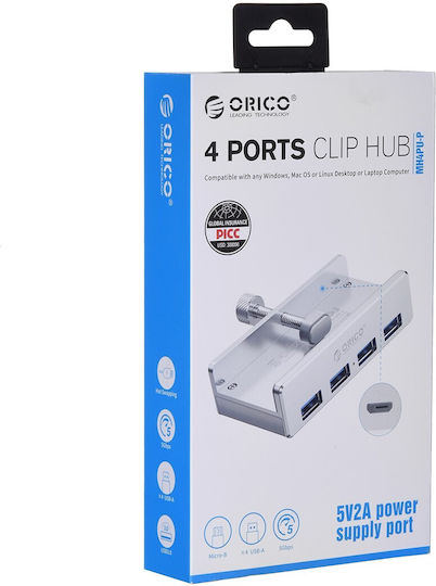 Orico MH4PU-P 4-Port USB 3.0 Hub with USB-A Connection Silver