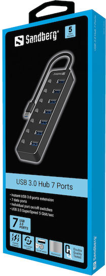 Sandberg USB-Hub 7 Anschlüsse USB 3.0 mit USB-A Anschluss