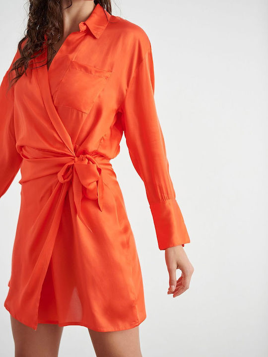 SugarFree Sommer Mini Kleid Wickel Orange