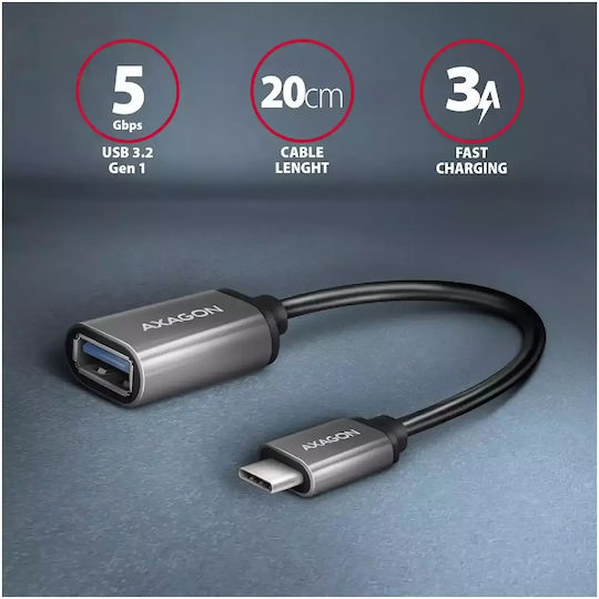 Axagon Μετατροπέας USB-C male σε USB-A female 1τμχ RUCM-AFAC