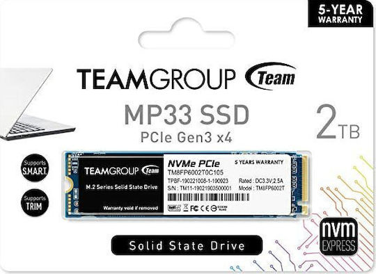 TeamGroup MP33 SSD 2TB Tip M.2 Cu Conexiune PCI Express 3.0 TM8FP6002T0C101