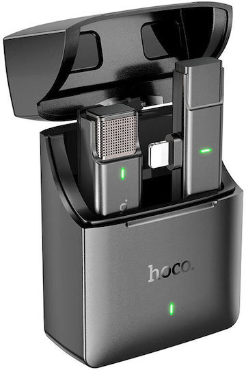 Hoco S31 Stream Cordless Microphone Πέτου, Clip On for Mobile in Gray Color