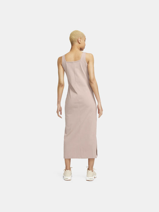 Nike Καλοκαιρινό Midi Φόρεμα Πλεκτό Μπεζ