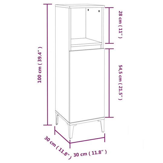 vidaXL Bathroom Cabinet L30xW30xH100cm White