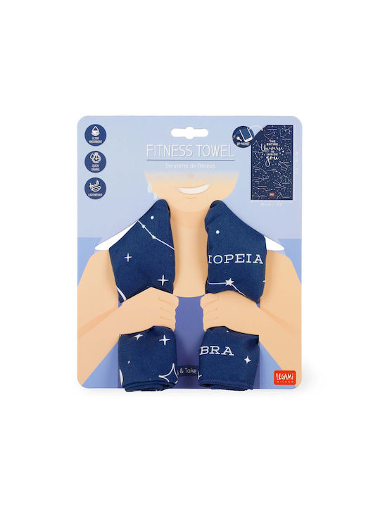 Legami Milano Stars Gym Towel Microfiber Blue 80x45cm