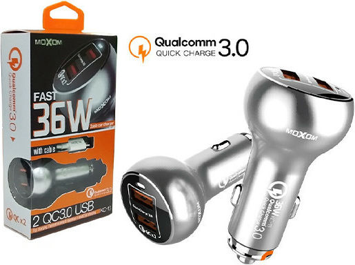 Moxom KC-13 Car Charger 36W 3A Fast Charging with Ports 2xUSB with Micro-USB Cable