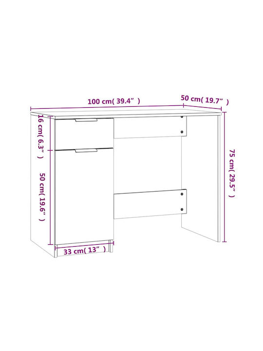 Schreibtisch Holz Schwarz 100x50x75cm