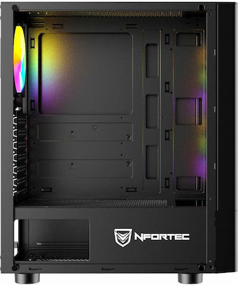 Nfortec Caelum Gaming Midi-Turm Computergehäuse mit RGB-Beleuchtung Schwarz