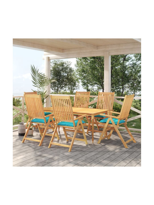 vidaXL Waterproof Garden Chair Cushion Turquoise 6 Pieces 50x50cm