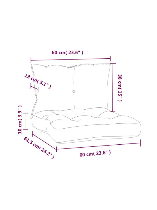 vidaXL Pernă Scaunului De Grădină Waterproof Cu Spătar Turcoaz 2 Buc 61.5x60 cm