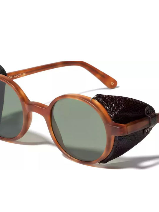 L.G.R. Reunion Flap Unisex Ochelari de soare cu Maro Tortoise Cadru și Verde Lentilă