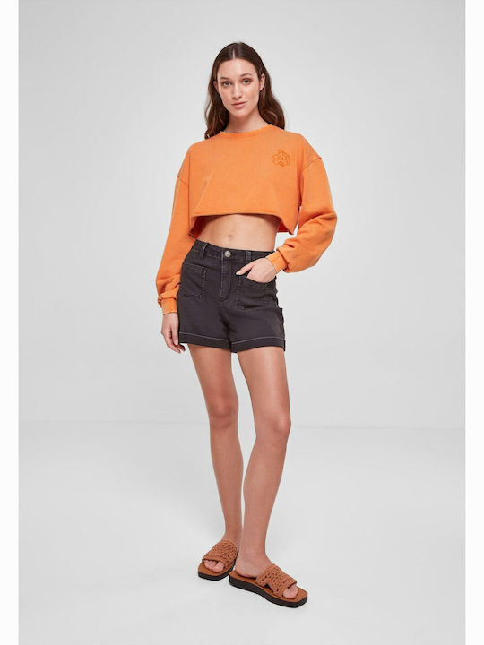 Gekürzt Damen Sweatshirt Orange