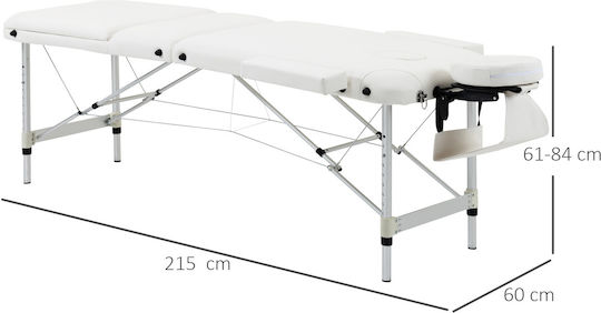 HomCom Pat Masaj și Fizioterapie Portabil Alb din Aluminiu 210x84cm
