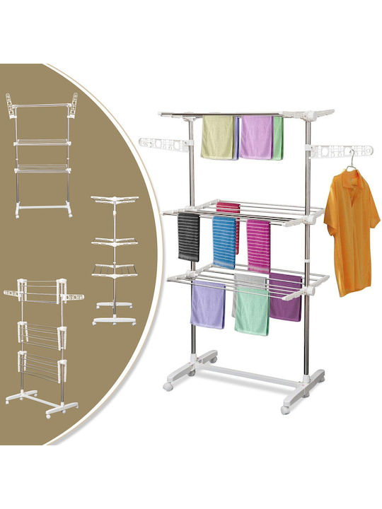 HomCom Premium Stainless Steel Folding Floor Clothes Drying Rack 142x55cm