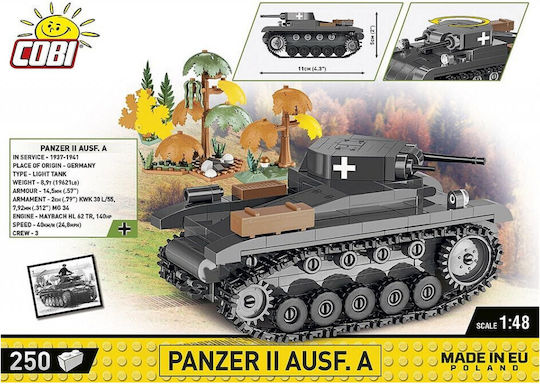 Cobi Building Blocks Historical Collection WWII Panzer II Ausf A for 7+ Years 250 Pieces