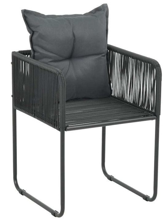 Garden & Outdoor Furniture Set for Small Outdoor Spaces 3 Pieces Black with Pillows