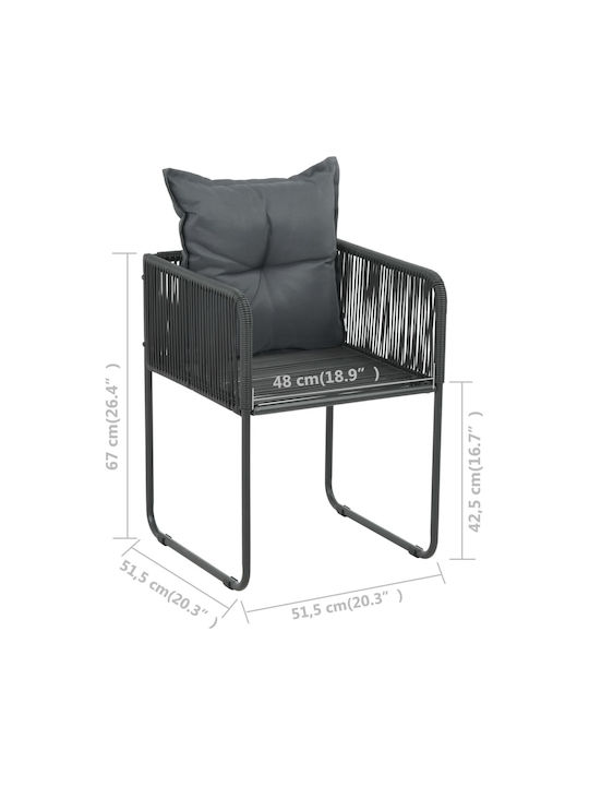Garden & Outdoor Furniture Set for Small Outdoor Spaces 3 Pieces Black with Pillows