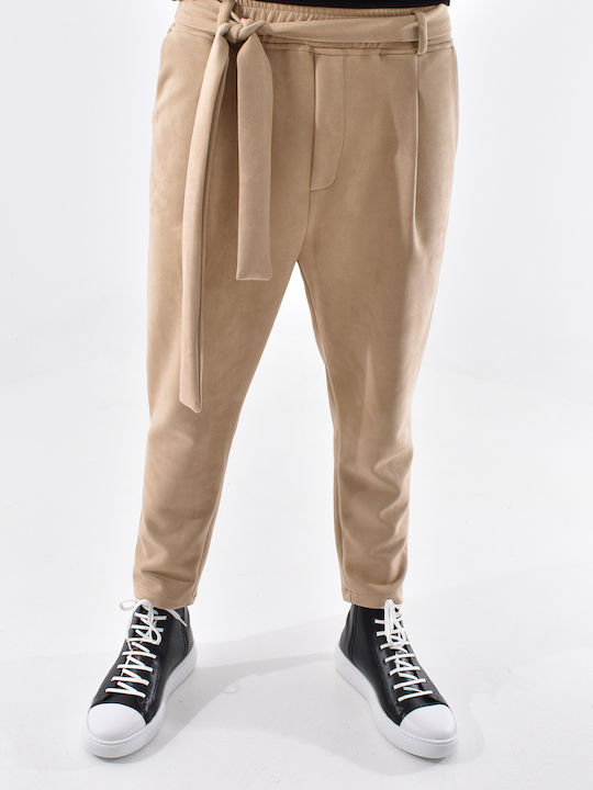 INDEED CORD TROUSER WITH PLEAT AND BELT - 40.0123.731 BEIGE