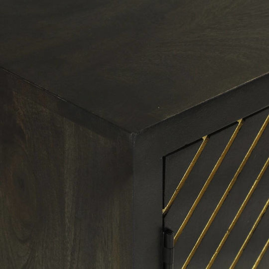 Bufet din Lemn Masiv & Metal Negru / auriu 55x30x75cm